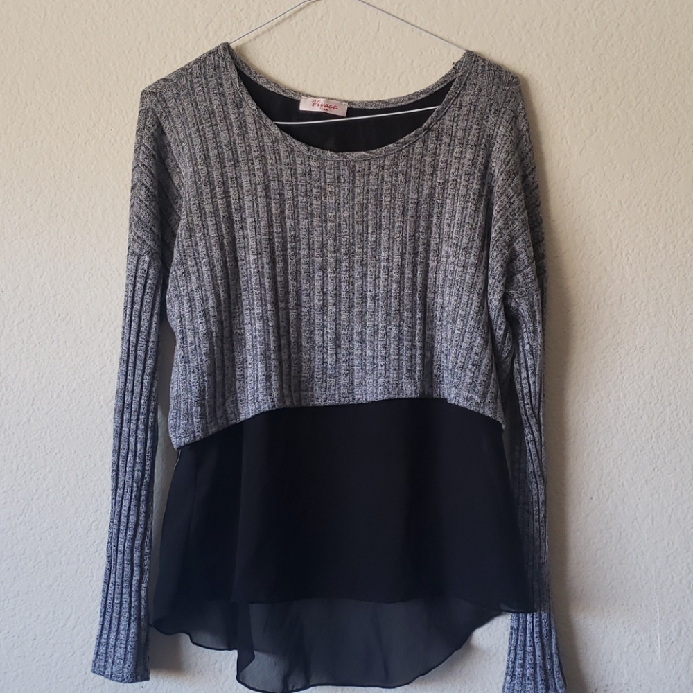 Vivace Gray and Black See-through Shirt Size M